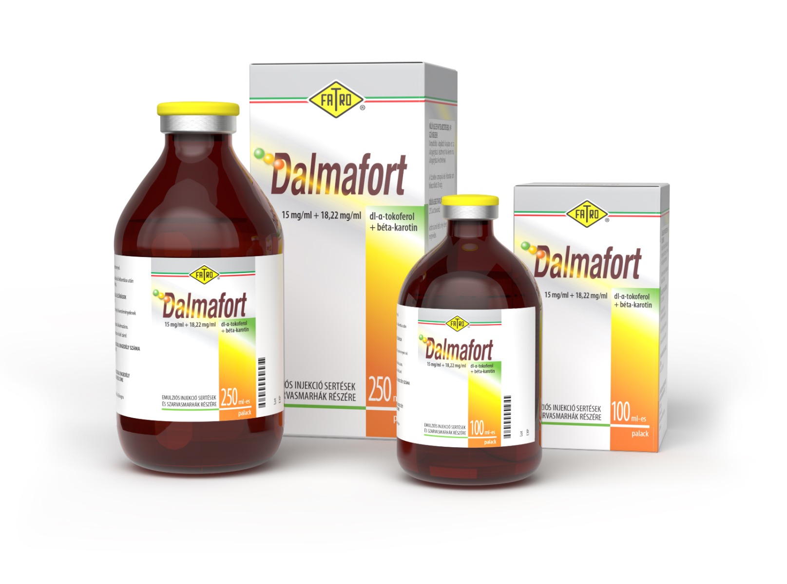 DALMAFORT 15 mg/ml +18,22 mg/ml emulziós injekció sertések és szarvasmarhák részére-250 ml