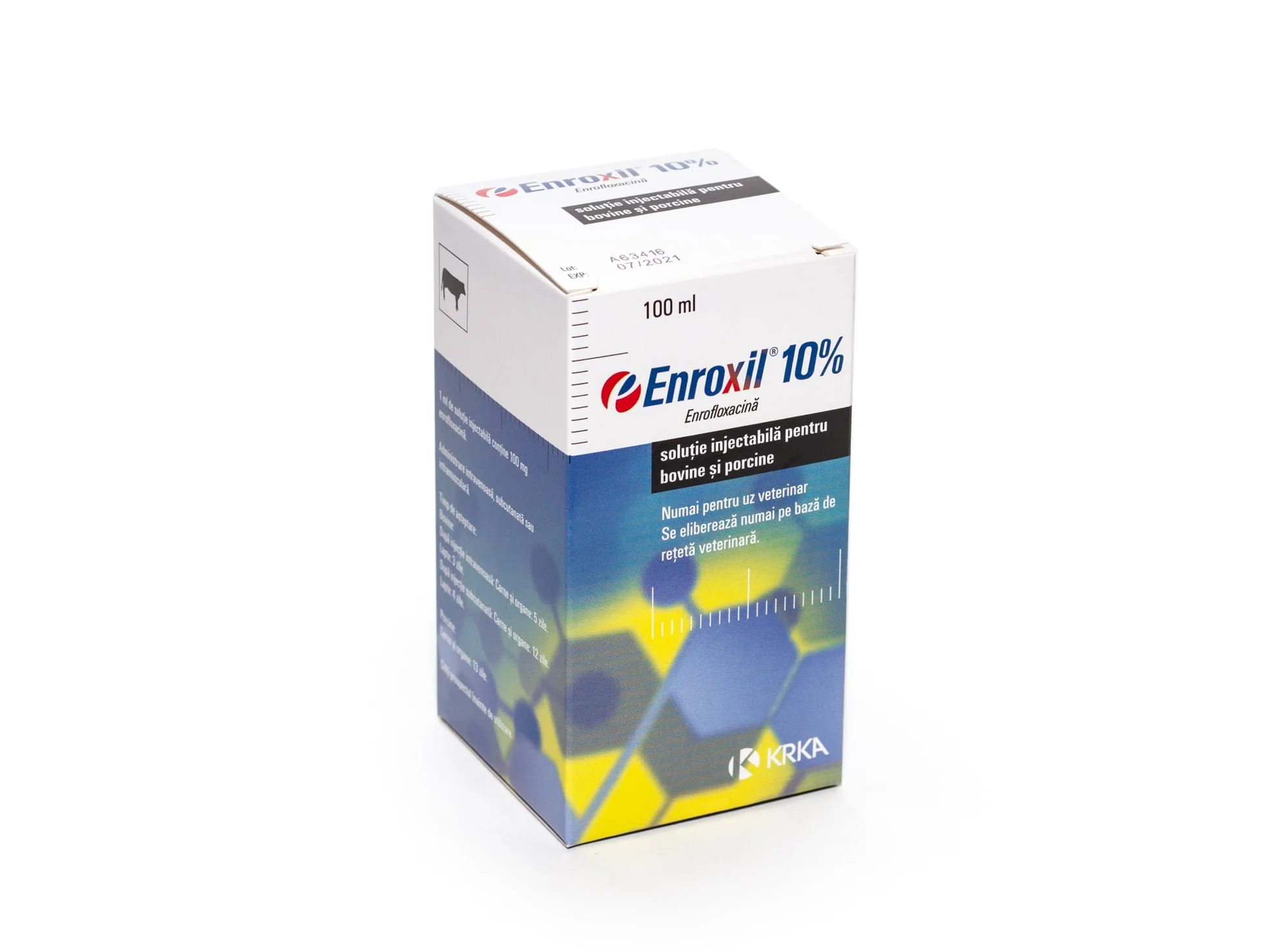 Enroxil 50 mg/ml oldatos injekció szarvasmarhák (borjak), sertések és kutyák számára A.U.V.-100 ml