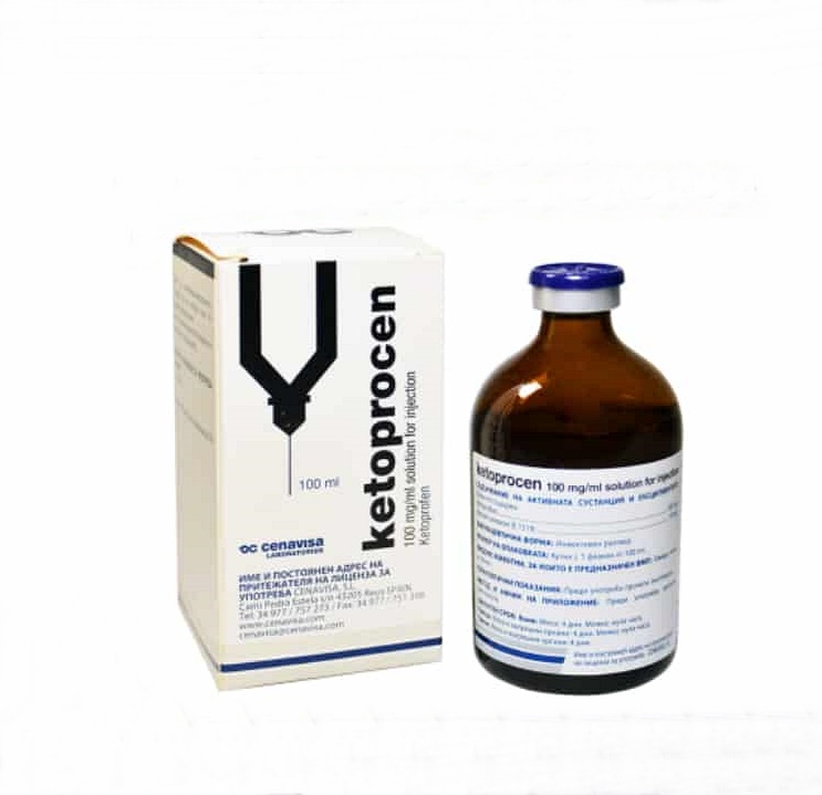 KETOPROCEN 100 mg/ ml oldatos injekció lovak, szarvasmarhák és sertések számára A.U.V.