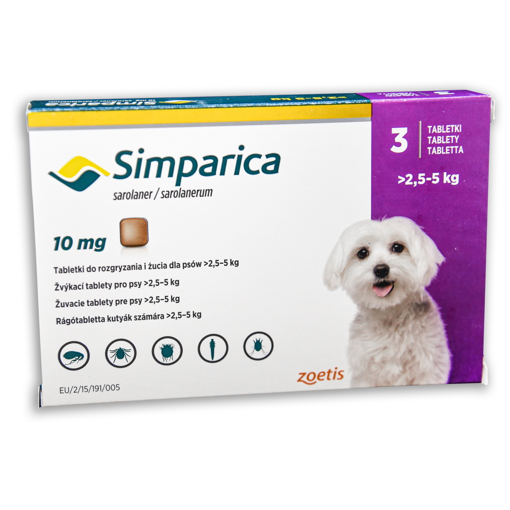 Simparica 10 mg rágótabletta 2,5-5 kg 3x