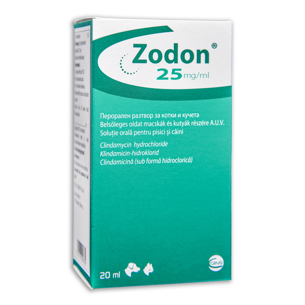 Zodon 25 mg/ml belsõleges oldat macskák és kutyák részére A.U.V. 20ml